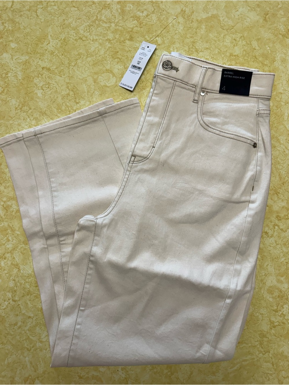 White House Black Market Extra High Rise Straight Pants in Cream